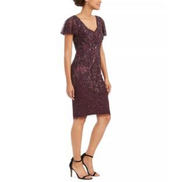 Adrianna Papell Women's Purple Sequin Formal Dress 4 - Picture 2 of 10